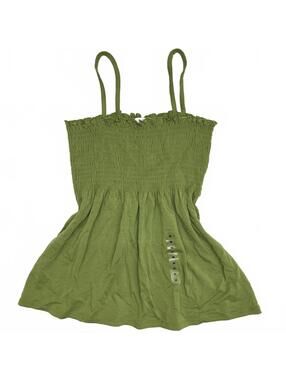 Vintage Deadstock Gap Green Babydoll Smocked Camisole Top Sz M Summer Y2K